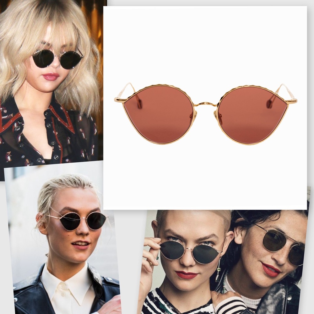 SOLD - AHLEM Place des Alpes Champagne Gold Cat Eye Sunglasses — Rosy Brwn Lens - Picture 14 of 15